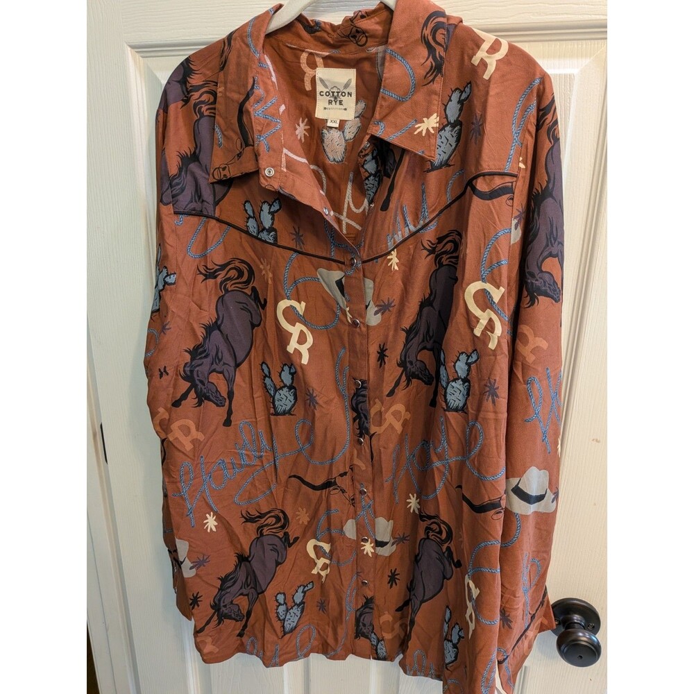 Modern Retro Boutique Western Howdy Long Sleeve Women Snap Blouse